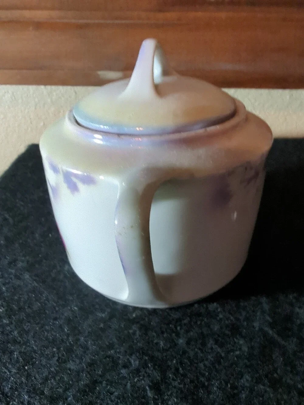 Vintage Leuchtenburg Germany Porcelain Luster Sugar Bowl With Handles & Lid 1937